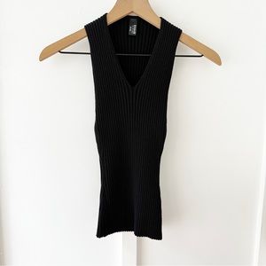 WOLFORD black merino ribbed tank